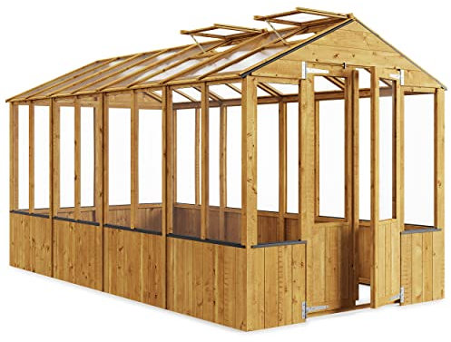BillyOh Greenhouse Wooden Frame with Air Vent | Clear Wall Glazing | Cold Frame | Garden Plants | Outdoor Storage Shed Lincoln Green House (12 x 6)