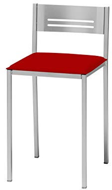 ASTIMESA Dos Taburetes de Cocina con Respaldo Polipiel Rojo, Altura de Asiento 45 cm