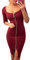 OMZIN Femme Soirée Sexy Mini-Robe Zippée Devant Stretch Décolleté Profond De Fête Rose XL