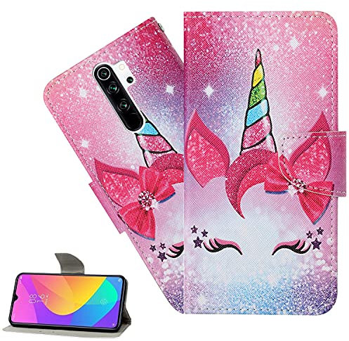 LEMAXELERS Custodia Redmi 9 Cover Portafoglio,Redmi 9 Custodia Pittura colorata Wallet Shock-Absorption Magnetica Supporto Protettiva Cover Leather Flip Cover,XC4 Sleep Unicorn