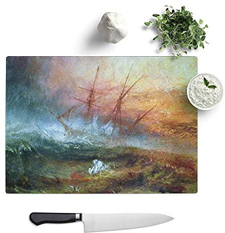 Slave Ship by Joseph Mallord William Turner - Textured Chopping Board - Worktop Saver - Cutting Board - Heat Resistant, Shatterproof and Hygenic - 28.5 x 20 cm