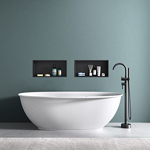 doporro Wandnische Dusche Schwarz 30 x 60cm | Duschablage Bad befliesbar aus Edelstahl | Duschregal Unterputz-Montage