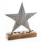 Logbuch-Verlag Stern zum Hinstellen Weihnachten Deko Figur Silber braun auf Holzsockel Metallstern 21 cm Geschenkidee rustikal