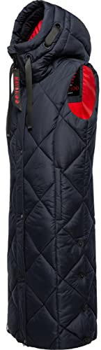 Navahoo warme Damen Winter Steppweste lang mit Kapuze Schnuckel Navy Gr. XL