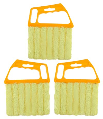 HZ-MONSTAR Window Venetian Blind Cleaner Duster Tool, 7 Finger Dusting Cleaner Tool, Mini Cleaner Brush Hand Held Cleaner Tool for Air Conditioner Window Shutters Duster Dirt Cleaner Yellow 3Pcs