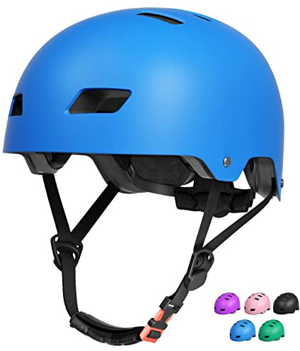FAYDUDU Casco da Bici per Bambini Casco Protettivo Ideale per Bambini e Adolescenti Leggero ma più Sicuro Anche per Skateboard, Monopattino, Pattini a Rotelle per 3-13 Anni Ragazzi Donna (Medium, Blu)