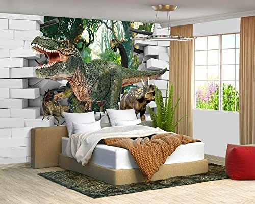 Papier Peint Panoramique Monde Des Dinosaures Papier Peint Intissé 3D Tapisserie Poster Decoration Murale Chambre Salon