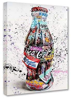 Banksy Graffiti Decor Classical Street Art Paintings Cola Bottle Wall Art Pictures Colorful Doodle Artwork 1 Pieces Bedroom Norse Home Decor Framed Ready to Hang Poster and Prints Gift(12''W x 16''H)
