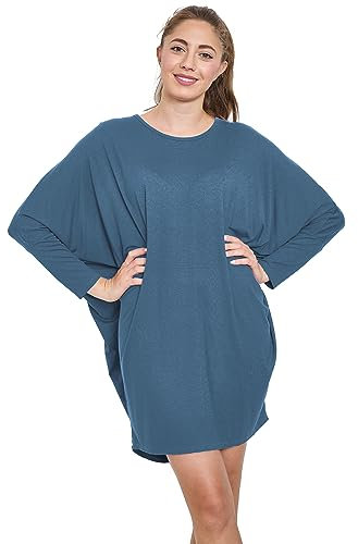 Van Der Rich ® - Tunika Kleid Langarm Oversize Einheitsgröße - Damen (Denim, One Size)