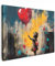 MuchoWow© Bild auf Leinwand 80x60 cm Schlafzimmer Bilder Wand Deko Wohnzimmer Modern Wanddeko Bilderwand Geschenk Banksy - Street Pop Art - Mädchen - Luftballon - Herz - Graffiti