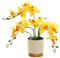 Artificial Orange Three-pronged Orchid in Pot Golden Bottom Pot Phalaenopsis Decoration Flower with Flowerpot Potted White Simulation Butterfly Flower (yellow)