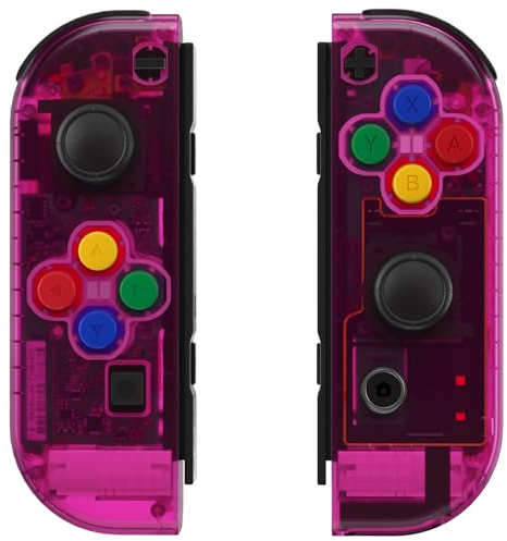 eXtremeRate Carcasa Transparente para Nintendo Switch & OLED Accesorios Funda de Agarre Shell Placa con Botones para Nintendo Switch Joycons OLED No Incluye Carcasa de Consola(Rosa Caramelo)
