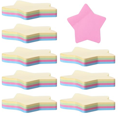 8 Sternförmige Haftnotizen, Selbstklebende Stern-Haftnotizen in Verschiedenen Farben, Bunte Haftnotizen Für Büro, Zuhause Und Besprechungen, Insgesamt 800 Stück