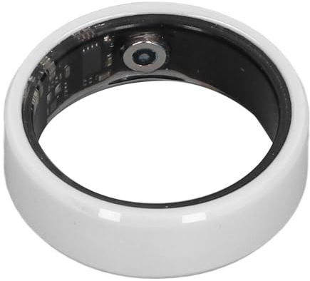 ASHATA Smart Ring Health Tracker, Wasserfester Smart Ring Weiß, BT Schrittzähler Schlafüberwachung Wiederaufladbarer Smart Ring Health Tracker für den Täglichen Fitnessgebrauch (10)