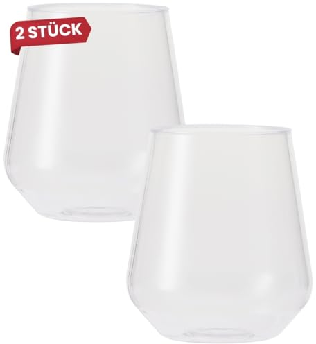 Blue Lake Travel Weingläser Plastik aus Tritan Kunststoff Weinglas - 2er-Set - unbreakable/unzerbrechlich - ideal für Camping, Poolpartys, Gartenpartys, Festivals und Picknicks
