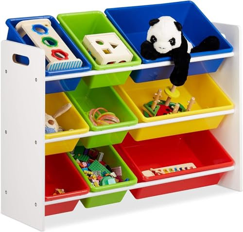 DEZYN Toy and Book Storage Organiser Shelf Unit Plastic Containers Book Storage Basket Box for Games, Books, Children’s, Playroom, Children’s Room