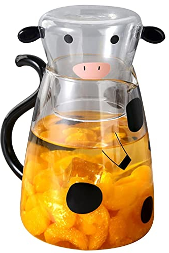 Bottiglia D'acqua In Vetro Mucca - Brocca Per Latte Di Mucca, Caraffa Brocca Mucca, Caraffa Per Acqua Da Comodino Tazza In Vetro | Caraffa In Vetro Con Brocca Per Succo Freddo Di Mucca Carina E Carina