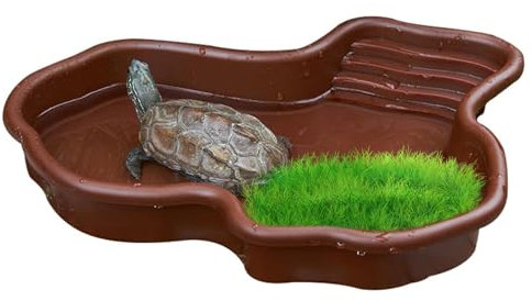 Baignoire pour Reptiles, Plat d'eau De Bain pour Tortues,Baignoire pour Reptiles avec Rampe Et Plate-Forme De Baignade, Ornement D'aquarium pour Tortue, Dragon Barbu, Gecko pour Balcon, Cour