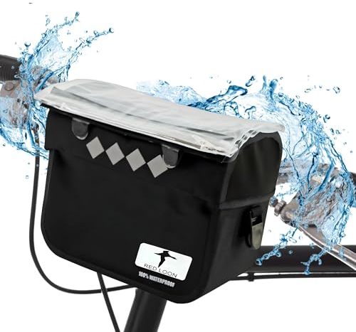 Red Loon Fahrrad Lenkertasche Fahrradtasche vorne Pro Lenkertasche - wasserfeste Fahrradtasche Lenker mit 7L Volumen - Lenker Tasche mit Reflektorpunkte - transparentes Displayfach Schultergurt