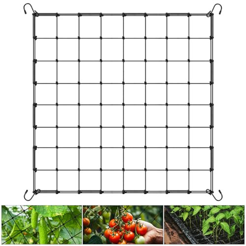 Rybtd Trellis Net 80 x 80 cm Scrog Net Trellis Netting with Hooks,Elastic Trellis Netting Plant Support Net Flexible Net Trellis for Vegetables Fruits Flowers,Garden Netting