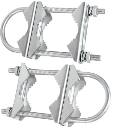 Dickly 2 Pieces Double Antenna Mast Clamp V Jaw Bracket Sturdy,Heavy Duty for Pipe Mounting Parasols Flag Pole Outside Home Antenna