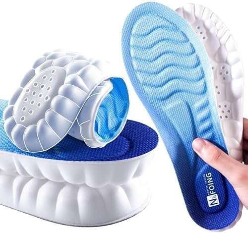 Memory Foam Thermal Insoles, Planter Fasciitis Insoles for Flat Feet High Arch Foot Support Knee Pain Back Pain Fallen Arches Orthopedic Gel Insole for Men and Women (Blue Medium (EU 41-42))