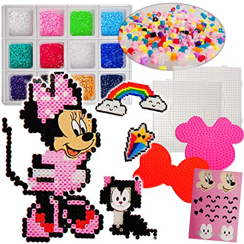 alles-meine.de GmbH XXL Bastelset 6000 Teile - Bügelperlen/Steckperlen - Disne. - Minnie Maus - Steckspiel - 4 Platten - Perlen Legen Figuren - Untersetzer Hinstellen Fenster..