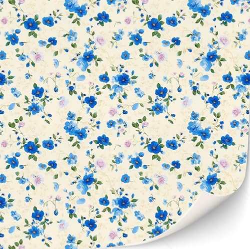 3 Blatt Selbstklebende Tapeten für Puppenhäuser Maßstab 1:12 (Aquarell Blumen)