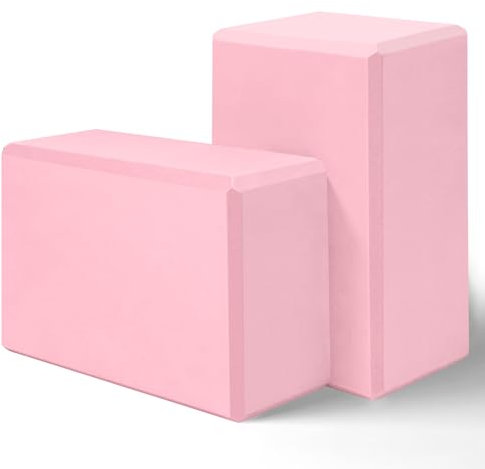 Rosa Yogablock, Yogablöcke, 2er-Pack, Stabile Yoga-Schaumstoffblöcke, Hochdichte und rutschfeste Tanzblöcke zum Dehnen und Straffen, Fitnesszubehör für Stabilität und Gleichgewicht