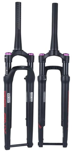 ZJHAHJY Road Bike Suspension Fork 700c Gravel Bike Fork 12x100mm Thru Axle Air Fork 40mm Travel 1-1/2'' Tapered Front Fork Disc Brake Manual Lockout(Red)