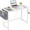 Sunon Moderner Computerschreibtisch Studie mit Aufbewahrungstasche für kleine Räume Home Office Schreibtisch, 100x48 cm, Weiß