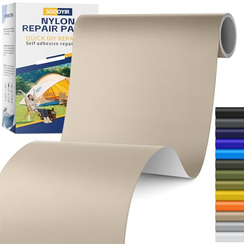 Nylon Flicken Selbstklebend Stoff, Zelt Reparaturset Selbstklebend Patches | 15x160cm Beige Nylon Reparatur Patches, Wasserdichte Zelt flicken Reparaturset für Zelte, Daunenjacke, Tasche, Schlafsack