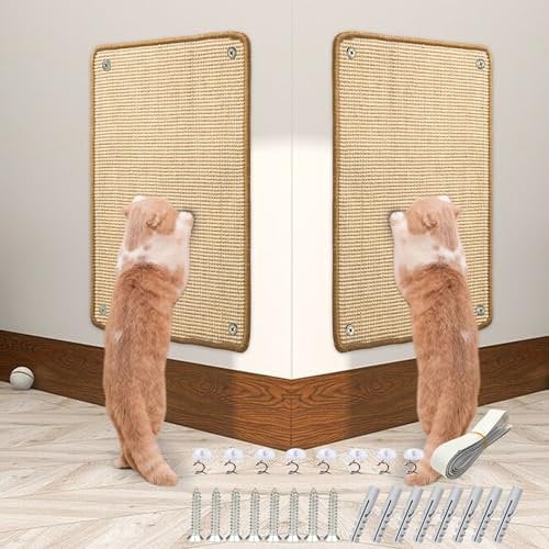 JanYoo 2 Stück Katze Kratzschutz Katzenkratzmatte Sisal Katzenkratzmatte Kratzmatte für Katze Katzenkratzmatte für Sofa Möbel Tür Kratzschutz 60 × 40 cm(Beige)