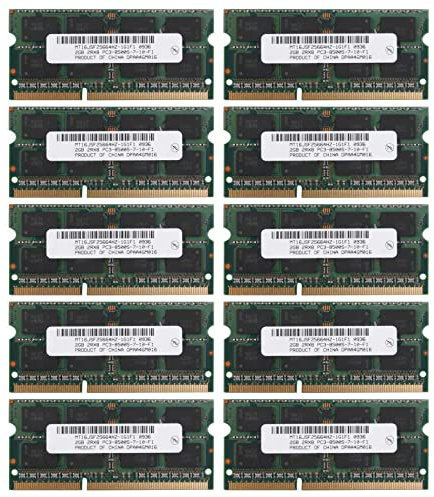 Iyalezirk 10X Ddr3 2GB de memoria para ordenador portátil Ram 2Rx8 Pc3-8500S 1066Mhz 204Pin 1.5V Ram para ordenador portátil