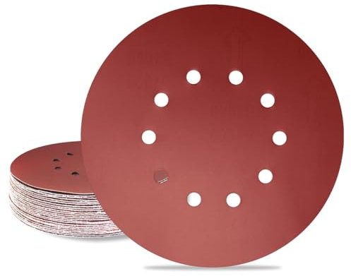 Meccion Disques de Abrasifs 225mm Papier Ponçage 25 Pièces 10 Trous Papier Abrasif pour Ponceuse Cloisons Sèches Ponceuse Girafe (Grain 800)