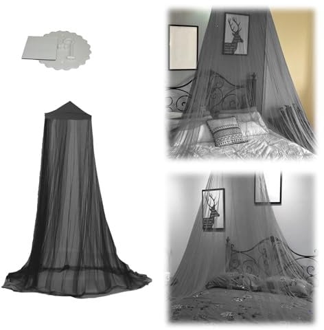Moustiquaire pour lit, ciel de lit, pour grand lit et très grand lit, moustiquaire en dôme pour lits d'adultes (noir, 1,2 m (sans porte)