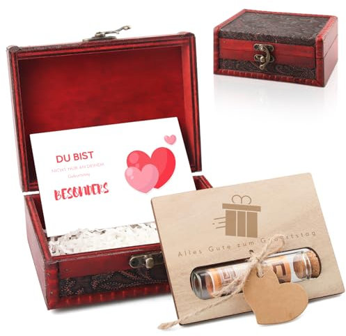 EKKONG Geldgeschenk Geburtstag, Geldgeschenke Verpackung Geburtstag mit Schatztruhe, Premium-Grußkarten aus Holz, Geburtstagskarte, Geldgeschenk Verpackung Holz, Geburtstagsgeschenk für Frau Mann