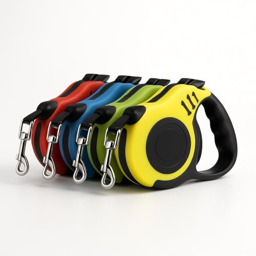 Einziehbare Hundeleine, ausziehbar, mit Griff, reflektierendes Band, Hundeleine, verstellbar, einhändige Bremse, Katzenleine, starker Gurt, Hundeband für Spaziergänge, Laufen, Joggen, Training