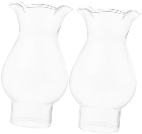 EPIGEIST 2 Stück Ersatzglas für Öllampe aus Klarem Glas Hoher Glaskamin Antiker Öllampenschirm Retro Stil Leicht zu Reinigen für Outdoor Dekoration und Vintage Lampen