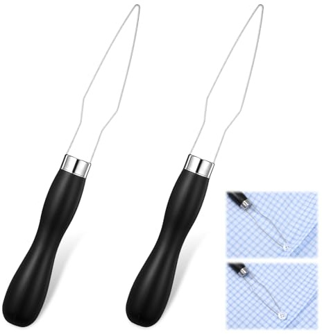2 Pack Black Button Hook with Easy-Grip Handle, Button Assist Device Helper Tool, One Hand Dressing Aids, Ideal Button Aids for Seniors, Disabled Man & Limited Dexterity