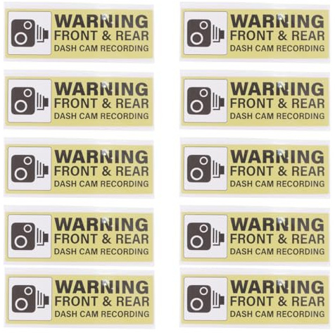 Alide 10Pcs Car Camera Recording Sticker Dash Cam Warning Surveillance Notice Decal for Vehicle Monitoring Window Interior Car Video Sticker