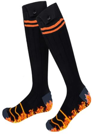 Asixxsix Chaussettes Chauffantes pour Hommes et Femmes, Chaussettes Chauffantes électriques à Batterie Rechargeable de 5000 MAh * 2 avec 4 Réglages de Température,