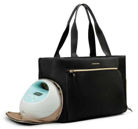 MOMMORE Breast Pump Bag Diaper Tote Bag with 15 Inch Laptop Sleeve Fit Most Breast Pumps Like Medela, Spectra S1,S2, Evenflo