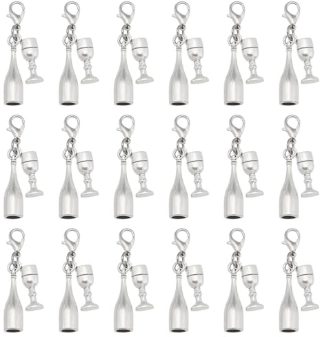 CONCHLERY Wine Bottle and Goblet Charm Wine Glass Charms | Alloy Wine Bottle and Goblet Charms Pendants for Bracelet Necklace Earring Jewelry Handcraft Making