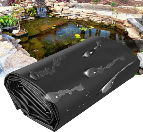 Telo per laghetto 10x13 m, Tappetino per laghetto per Pesci, Telo in HDPE Nero per cascate, fontane da Giardino, Giochi d'Acqua