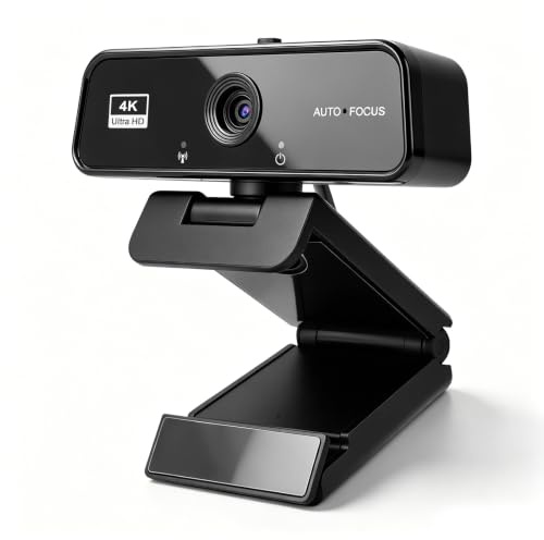 Hycago Webcam 4K UHD mit Autofokus & automatischer Lichtkorrektur – USB 2.0 PC Kamera mit integriertem Mikrofon, Plug-and-Play, treiberfrei, für Live-Streaming, Videoanrufe & Konferenzen