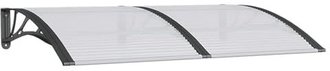 Xhnifbn Marquesina para puerta negra de 150 x 100 cm, resistente de policarbonato y aluminio, toldo estable para entrada, puerta y ventana, grosor de la placa de 5 mm