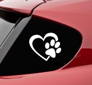 Aufkleber, Herz mit Hundepfote, Puppy Love, 10,2 cm (viele Farben), Aufkleber aus Vinyl für Autos, Lkws, Fenster, Wände, Laptops und andere Gegenstände