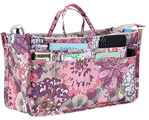 IGNPION - Borsa con 13 tasche espandibili, con inserto stampato, fodera per borse espandibile, con chiusura a cerniera e manico, utilizzabile anche per pannolini, Peonia. (Multicolore) - IGN0028
