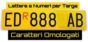 ShopAccessori Lettere e Numeri Adesivi per Targa Ripetitrice (4 Lettere + 3 Numeri) a Scelta